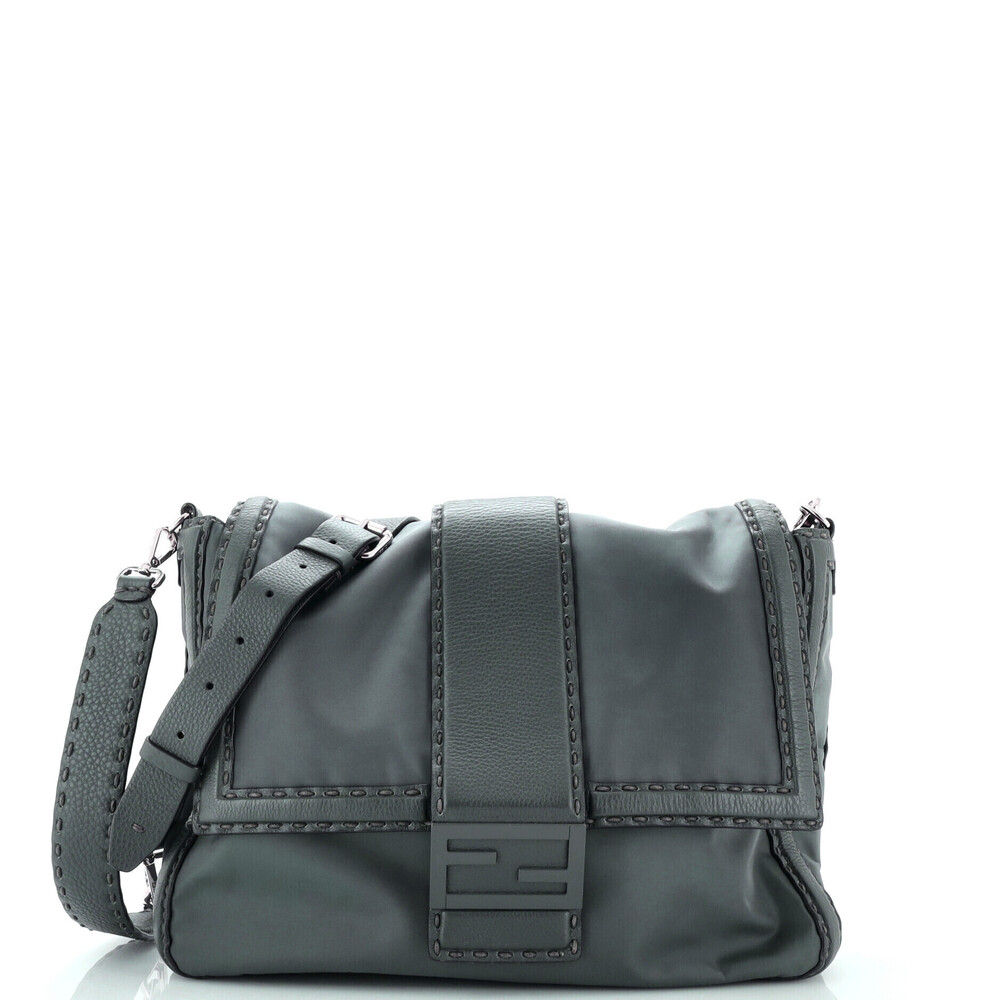 Fendi Large Baguette Flap Messenger Bag Nylon